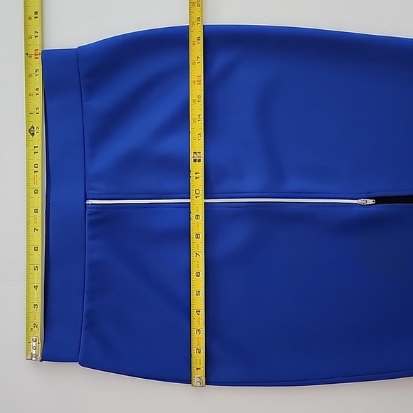 RW&CO Pencil Skirt Electric Blue Centre Silver  Zipper Stretch Size Medium - Picture 9 of 10